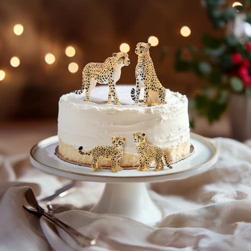 Toymany 8PCS Realistic Cheetah Figurines Toy, Cake Topper & Gift for Kids | Plastic Jungle Zoo Animals Figures with Cubs, Educational Toy, Christmas Birthday Gift for Children - style: Cheetahs