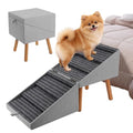 Dog Ramp for Bed & Couch, Dog Stairs 21.06 inches High for Large/Medium/Small Doggie, Foldable 2 in 1 Wooden Pet Steps for Puppy Older and Injured Dogs, Split Ottoman Design, No-Slip Surface - size: 21.06" H-Light Grey