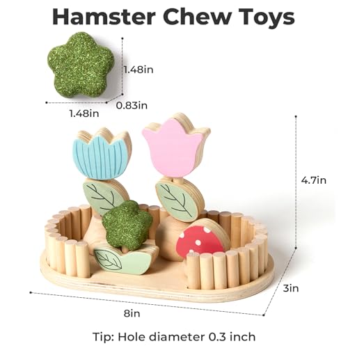 mini&moe Hamster Chew Toys for Teeth - Guinea Pig Chews Enrichment Toys Natural Edible Rabbit Chew Toy for Bunny, Rat, Chinchilla, Gerbils and Others Small Animal
