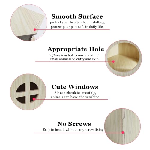 Amonk Triangle Hamster Hideout Wooden Syrian Hamster Toys 8x8x4in Small Animals Houses Exploring Toys with Hole & Windows for Young Gerbil, or Baby Mouse and Other Small Pets