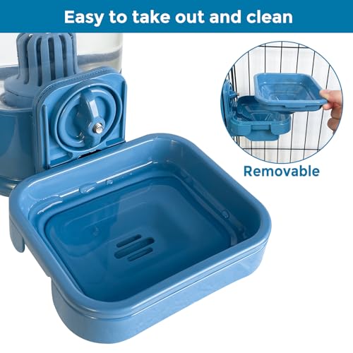 VANNON Small Animal Filter Water Dispenser for Crate, 26oz Water Bottle for Cage, BPA Free and Anti-Overeflow Pet Water Bowl for Small Dogs, Cats and Rabbits, Blue