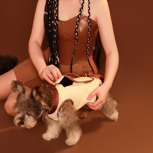 Wakytu Dog Lift Harness Dog Carrier Sling for Small Dogs & Cats,M | stylish puppy sling carrier with handle & pocket,adjustable leash,walking & travel - color: 1.0 White, size: Medium(8-13 LBS)