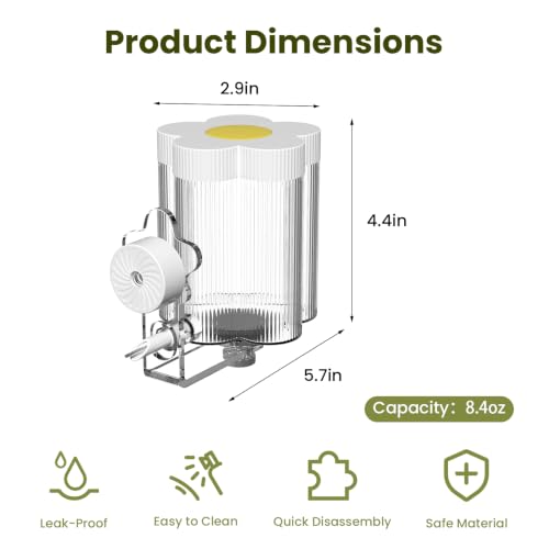 8.4 Oz No Mess Bird Water Feeder, Auto Parrot Cage Water Dispenser (White) | Magnetic Mount, Drip-Free, Easy Top Refill, Mount Inside or Outside Cage, for Parakeets Cockatiels Budgies Lovebirds Canary - color: White