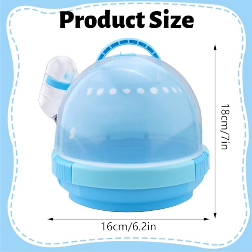 Blue Portable Hamster Carrier with Water Bottle & Handle, Breathable Guinea Pig Travel Cage, Pet Small Animal Carrier Carrying Case for Gerbils Mice Hedgehog Outgoing Transport (7" x 6.2") - color: Blue