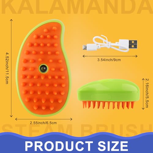 Cat Steam Brush, 3 in 1 Pet Steamy Brush, Silicone Grooming Comb with Steam, Pet Hair Remover Misting Comb for Indoor Cats Dogs(Mango Yellow/Green) - color: Mango Yellow/Green