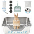 BWOGUE Stainless Steel Rabbit Litter Box, Bunny Litter Box with Steel Grid | Adult Small Animal Toilet Pan, Sifting Tray Design, Waste Separation, Easy to Clean, Rabbits, Guinea Pigs, Chinchillas - size: M:17.7in ×13.8in × 5.9inches