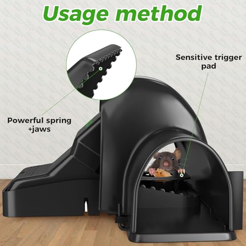2PCS Reusable Rat & Chipmunk Mouse Traps, Snap Rat Traps for Humane Capture | Auto Clicking Mechanism, Safe Set Up Operation, Waterproof ABS