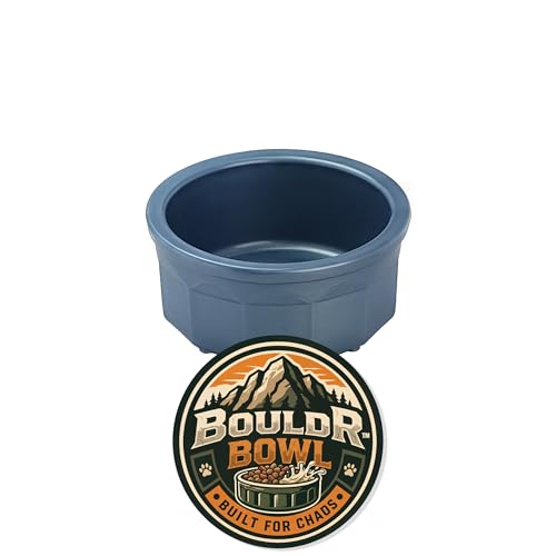Pet Crock Bowl – Thick Durable Plastic Non-Tip Food & Water - Dogs, Cats, Birds, Lizards & Small Animals – Indoor/Outdoor – Chew Resistant, Easy Clean (Blue, Small 8oz) BouldrBowl by Healthy Surplus® - color: Blue, size: 1 Cup (8oz)