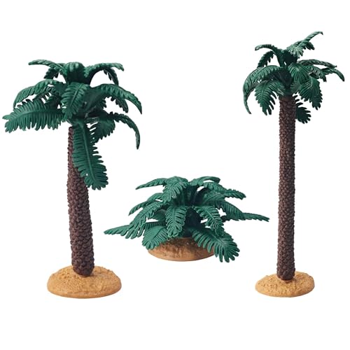 3Pcs Mini Palm Tree Decor, Artificial Miniature Coconut Trees for DIY Crafts, Bonsai, Micro Landscape, Fairy Garden, Model Train, Sandbox, Tropical Party Decoration - size: Palm Tree Decor