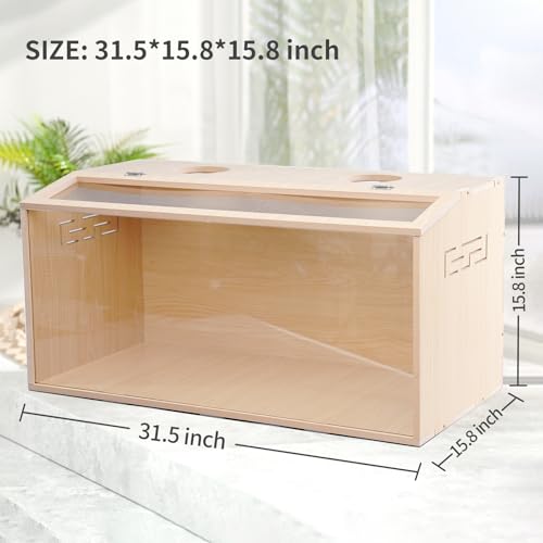 31.5 inch Wooden Hamster Cage, Large Habitat, Openable Top, Transparent Acrylic for Interior View, Ventilated, Easy to Clean, for Syrian Hamster, Dwarf Hamster, Gerbil, Other Small Pet Animals - size: 418F / 31.5"×15.8"×15.8"