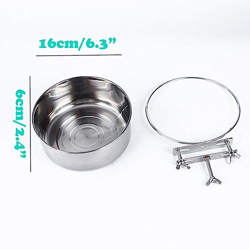 Love Dream Dog Crate Bowl Removable Stainless Steel Pet Kennel Hanging Bowl | Durable Anti-Spill Pet Metal Bowl Hanging Water Food Bowls with Clamp Holder for Small Medium & Large Dogs Rabbits or Birds - color: 6.3“*2.4”