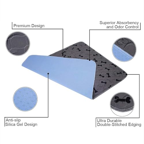 Washable Dog Pee Pads with Free Grooming Gloves,Non Slip Dog Mats with Great Urine Absorption,Reusable Puppy Pee Pads for Whelping,Potty,Training,Playpen - size: 24x48 Inch (Pack of 2)