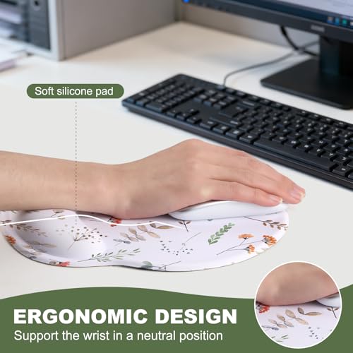 Flowers Mouse Pad with Gel Wrist Support, Smooth Surface Ergonomic Mouse pad, Non-Slip Pain Relief Desk Mat for Gaming, Work & Office Desktop 1 - color: Flowers 1