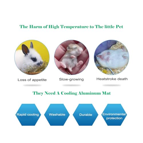 Rabbit Cooling Pad, 12x8 in Self Cooling Mat | for Hamster Guinea Pig Chinchilla Bunny Kitten Cat and Other Small Animal, Pet Cool Ice Bed Plate Perfect for Hot Summer