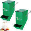 2 Pcs Rabbit Feeder for Cages Small Animal Food Pellet Dispenser with Lid Metal Chicken Grit Oyster Shell Squirrel Feeders Outside(3.2 Inches,Mesh Bottom,Green) - color: Green, size: 3.2 Inches, style: Mesh Bottom