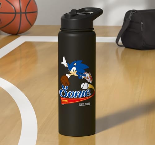 Sonic the Hedgehog - Sonic Baseball Est. 1991 Stainless Steel Insulated Water Bottle - color: Black