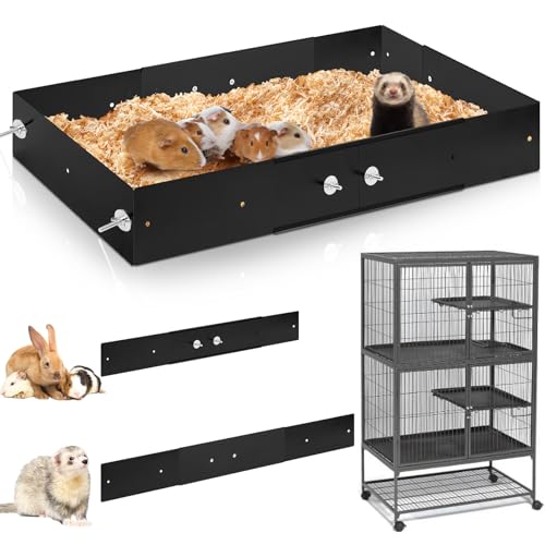 Scatter Guards Compatible with Ferret Nation & Critter Nation, 9 Pcs Pull Out Adjustable Small Animal Cages Guards, Urine & Litter Containment for Ferrets, Chinchillas, Rats(Black) - color: Black