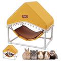 Guinea Pig Hammock with Stand,Rabbit Bed with Removable Cushion,Hamster Hideout House,Small Animals Accessories for Guinea Pigs,Hamsters,Ferrets,Chinchillas,Hedgehogs