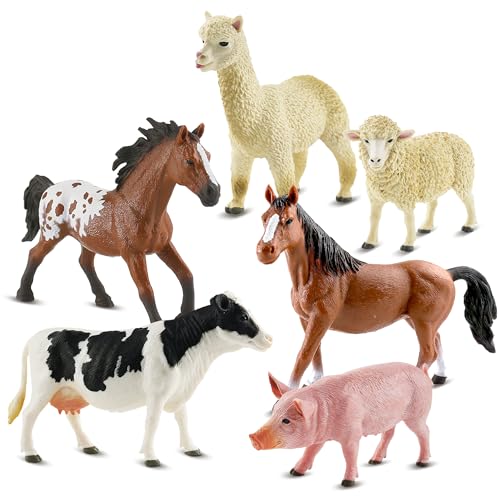 Zippytots 6PCS Farm Animal Toys for Kids 3-5 Realistic Plastic Farm Animal Figurines Educational Learning Toy for Toddlers Boys Girls Kids Farm Toys - style: 6-PC Farm Animal Figures Set