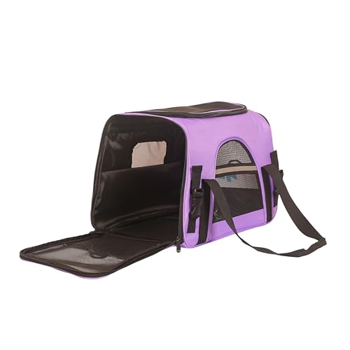 Purple Soft-Sided Cat Carrier, Airline Approved Cat and Dog Carrier Travel Bag with Mesh Windows, Cat Carrying Case Up to 15 Lbs (Purple, Small) - color: Purple