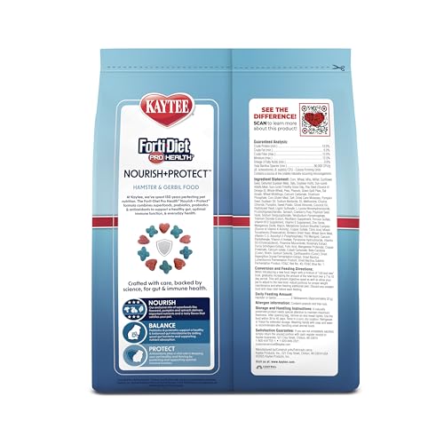 Kaytee Forti-Diet Pro Health Nourish+Protect Hamster and Gerbil Food, Comprehensive Nutrition Backed by Science, Digestive Health, Immune Support, 3 Pounds - size: 3 Pound (Pack of 1)