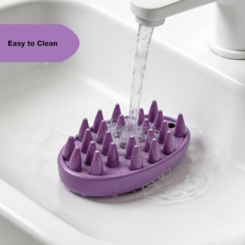 Rubber Curry Brush for Short Haired Dogs, Gentle Curry Comb | Dog Brush with Long Pins, Use Wet as Bath Scrubber or Dry to Remove Loose Hair