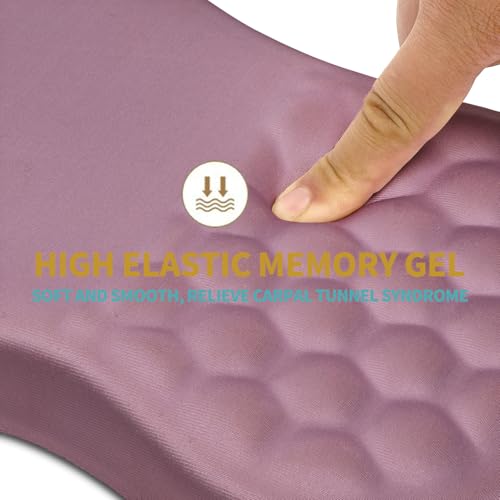 Hokafenle Ergonomic Mouse Pad Wrist Support with Massage Design, Wrist Rest Pain Relief Mousepad with Memory Foam&Non-Slip PU Base, Mouse Pads for Wireless Mouse & Desk (12x8 inch,Dark Pink) - color: HK026-Dark Pink