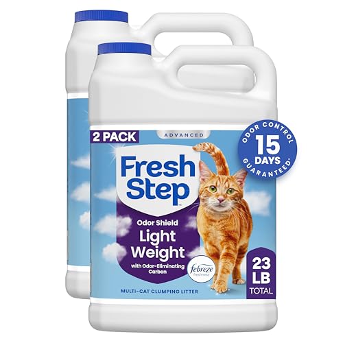 Fresh Step Advanced Odor Shield Light Weight Multi Cat Clumping Litter with Febreze Freshness, Ammonia Block Technology, 11.5 lb. Jug, Pack of 2 | Lightweight Clay Cat Litter, Jug, Easy to Lift and Pour, Scented with Febreze Freshness, Carbon for Strong O