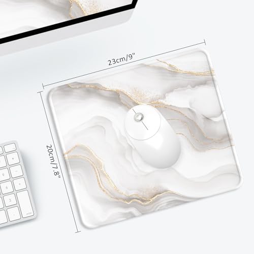 Mouse Pad with Stitched Edge, Multiple Patterns Computer Mouse Pads with Non-Slip Rubber Base, Washable Cloth Mousepad, for Gaming, Laptop, PC (Ivory Marble) - color: 30Ivory Marble