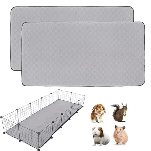 2Pack Guinea Pig Cage Liners, 28''X70'' Washable Guinea Pig Pee Pads, Non Slip Reusable Super Absorbent Guinea Pig Training Mat Bedding Fleece for Small Animals Hamster Rabbit Chinchilla Rat - size: C&C 2x5(28" x 70") 2Pack