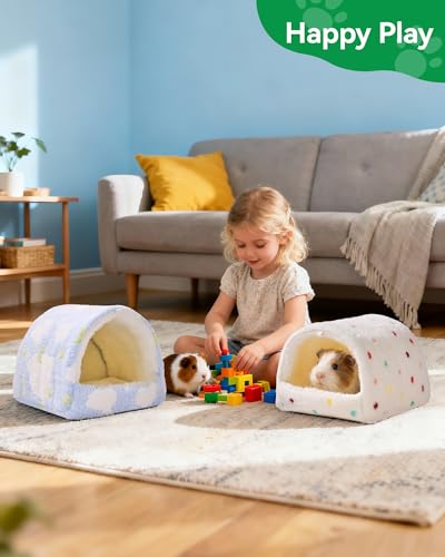Guinea Pig Hideout Winter Warming Guinea Pig House,Washable Hamster Hideout Small Winter Fluffy Warm Cave for Parrot, Hamsters, Guinea Pigs & Small Animals, Machine Washable Cozy - color: Blue, size: 9.4*9.4in