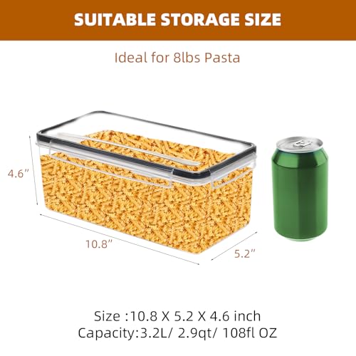 4pc 3.2L Large Airtight Plastic Canisters with Lids, Cups & Labels | Plastic Food Storage with Labels for Spaghetti, Cereal, Oats & Kitchen Pantry Organization, 4 Pack - size: 4 pcs(3.2L)