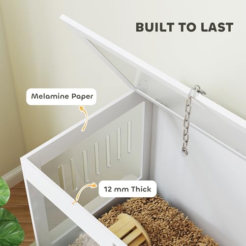 PawHut Hamster Cage with Openable Top & Lock, Transparent Acrylic Panels Small Animal Habitat with Hut, Seesaw, Ladder, for Dwarf Hamster Gerbil, 31.5" x 20" x 23", White | Transparent Acrylic Panels, Small Animal Habitat, Hut, Seesaw, Ladder, for Dwarf H