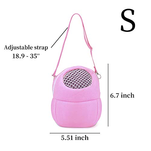 WishLotus Hamster Carrier Bag, Portable Outgoing Travel Handbags with Nylon Straps Small Pet Pouch for Hamster Rat Mini Hedgehog (Pink, S)