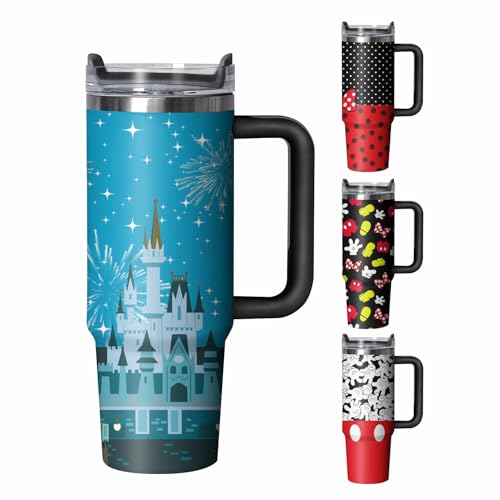 30oz Cartoon Castle Tumbler with Handle and Straw Lid | Stainless Steel Insulated Tumbler, BPA FREE Travel Coffee Mug Cup for Car Cold and Hot - Birthday, Christmas Gift - color: Dream Castle, size: 30 Ounces