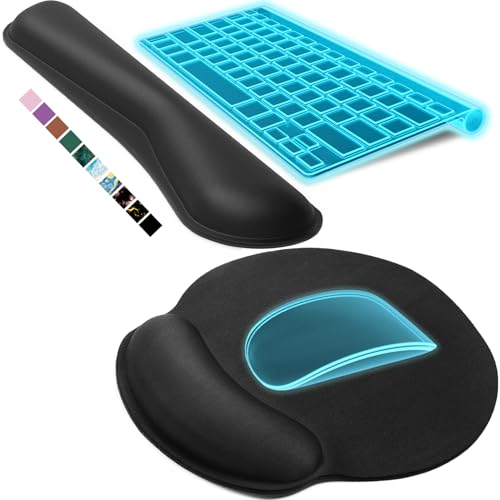 KTRIO Keyboard Wrist Rest & Mouse Pad with Wrist Rest, Black | Memory Foam Wrist Support, Ergonomic Design, Non-Slip Base, Office and Home Use - color: Black