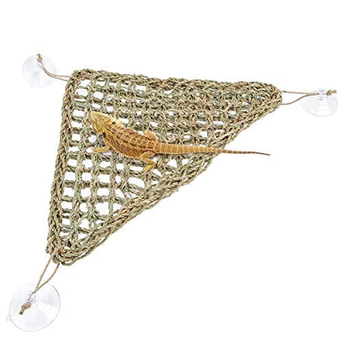 Niteangel Bearded Dragon Seagrass Hammock: Triangle 17'' x 12.5'' | Add More Climbing Space & Entertainment - Reptile Lounger for Chameleon Lizards Gecko Snakes Lguana Reptiles Tortoise - size: Triangle 17'' x 12.5''