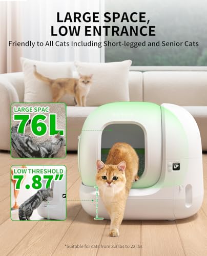 PETKIT PuraMax 2 Automatic Self-Cleaning Cat Litter Box, App Control Automatic Litter Box with Safety Sensors, Odor Free & Anti-Leakage Basic Bundle Includes Trash Bags,2.4G WiFi & Low Entrance