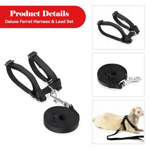 Small Pet Harness Vest and Leash Set Ferret Clothes Hoodies for Ferrets for Outdoor Walking Rabbit Ferret Guinea Pig Bunny Hamster Puppy Kitten (Black and White Striped Clothes + Leash) - color: Black and white striped clothes + leash