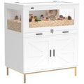 PawHut Hamster Cage with Storage Cabinet for Bunny Rat 30" x 19.5" x 36" | Small Animal Cage, Pull Out Drawer, Acrylic Panels, Ventilated, Large Guinea Pig Habitat, for Hedgehog, Gerbil