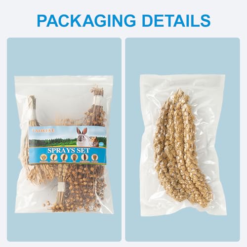 Hamster Spray Set - Natural Snack Grains & Chew Toys for Cage Decoration Accessories, Soft Bedding for Dwarf Syrian Hamsters, Gerbils, Mice & Small Pets - size: 4 Kinds of Grains