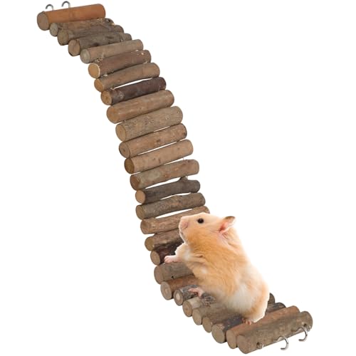 SIMENA Wooden Hamster Suspension Bridge Toy, Hamster Fencing, Natural Climbing Ladder for Dwarf Hamsters, Syrian Hamsters, Mice, Gerbils & Small Pets (Natural, 19.7")