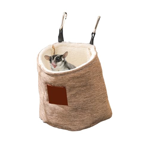Sugar Glider Hanging Sleeping Pouch, Warm Soft Bed for Small Pets | Double layer thick construction, machine washable fabric,enclosed privacy nest, resting shelter for small pets - color: Coffee