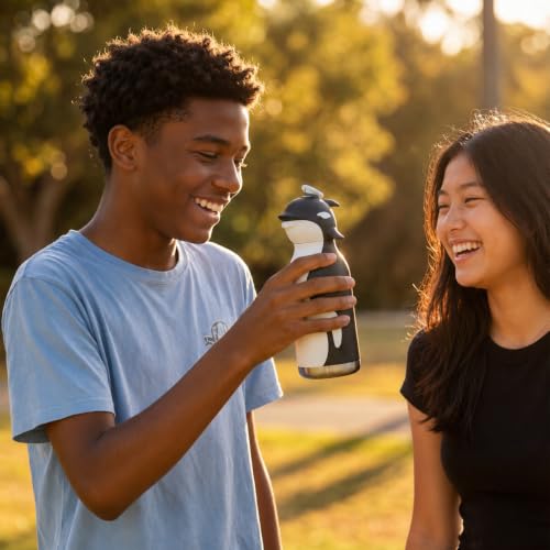 asobu Bestie Water Bottle, Cute Collectible Character, Leak Proof, BPA Free | 16 oz, Stays Cold 24 Hours, Double Wall Vacuum Insulation, Food Grade Stainless Steel, Spill Resistant, Great Gift Idea - color: GUS THE KILLER WHALE