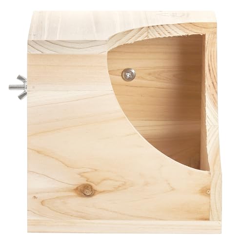 Yesland Wood Chinchilla House, Natural Square Small Animal Hideout Hut for Chinchilla, Squirrel, Sugar Gliders in Cage - 6.5 X 6.5 X 6.5 Inches