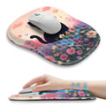 Hokafenle Ergonomic Wrist-Hugging Mouse Pad Wrist Support, U-Shaped Holding Wrist Rest Mousepad for Carpal Tunnel Pain Relief with Cushioned Memory Foam Slope Massage Bulge (10.2x8.3 in,Flower Cat) - color: Flower Cat
