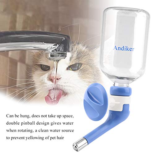 Andiker Dog Water Bottle for Crate, No-drip 350ml Dog Water Dispenser Adjustable and Detachable Installed on the Kennel Cage Water Bottle for Dogs and Puppy Drinking Water - color: Blue