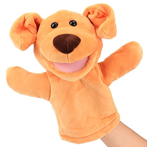 Easfan Puppy Hand Puppet with Movable Mouth Plush Dog Toy Gifts for Kids | Role play preschool teaching, cute dog stuffed animal, creativity imagination, Easter Christmas birthday holiday gift - style: Dog-Yellow