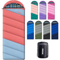 Cotton Flannel Lined Sleeping Bag for Adults Teens Kids, Cold Weather & Warm, 3 Seasons, Lightweight Compact Camping Essentials Equipment, Hiking, Outdoor, Travel - color: Pink Blue