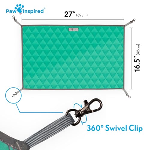 Paw Inspired Hanging Fleece Hammock for Small Animals, Gray/Green | Hammock with Swivel Clips for Pet Cage for Ferrets, Rats, Chinchillas, Sugar Gliders, Hideout Toy for Guinea Pigs, Hamsters - color: Gray/Green